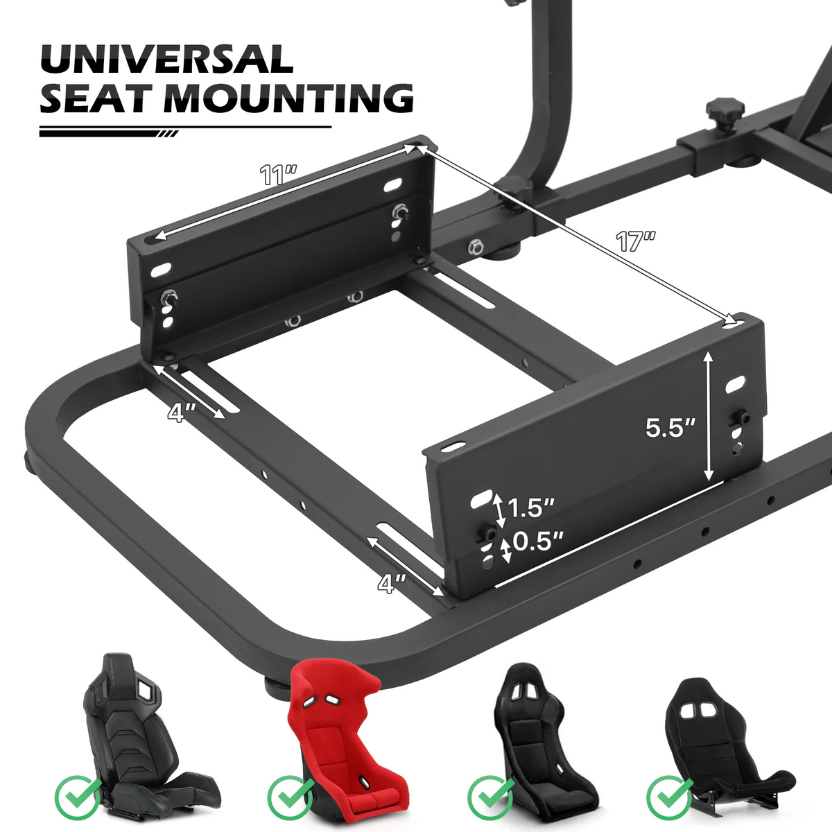 Racing Steering Wheel Stand with Racing Seat, Adjustable Slide, Red H496