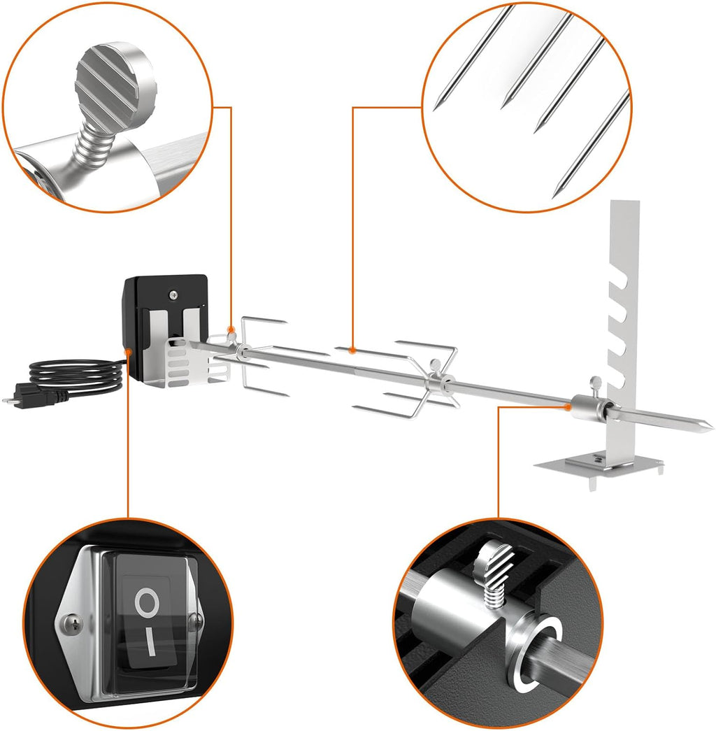 Universal Rotisserie Grill Kit with Motor and Spit Rod G347