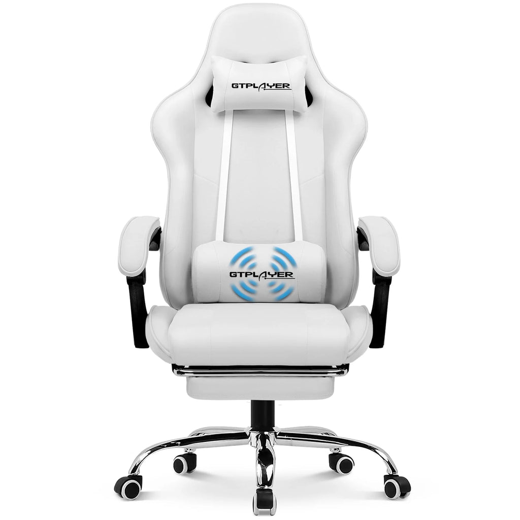 Blue Faux Leather Gaming Chair with Footrest I912728