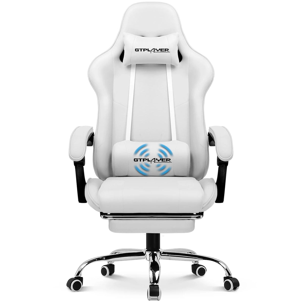 Blue Faux Leather Gaming Chair with Footrest I912728