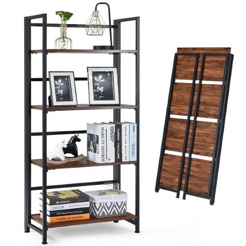 4-Tier Folding Metal Storage Shelf Greywood Z5232