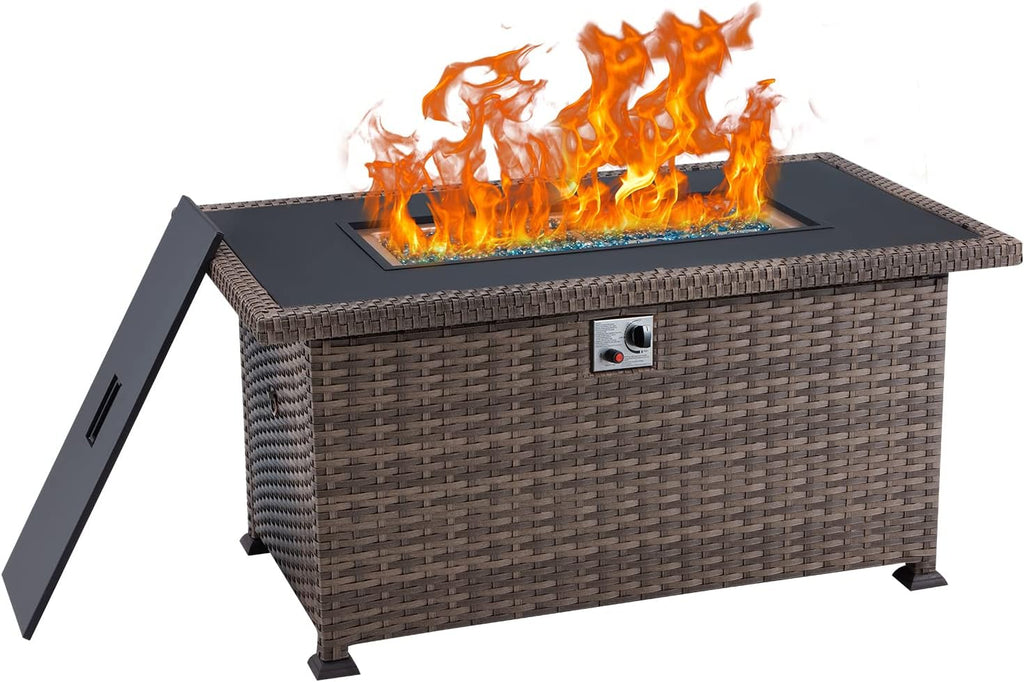 Propane Fire Pit Table 32in 50,000BTU Smokeless with Cover Brown N4817