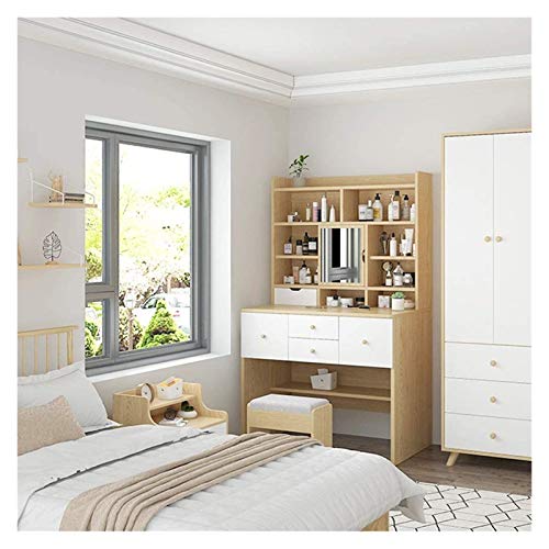 White Makeup Vanity Table with Flip Top Mirror and 2 Drawers A8507