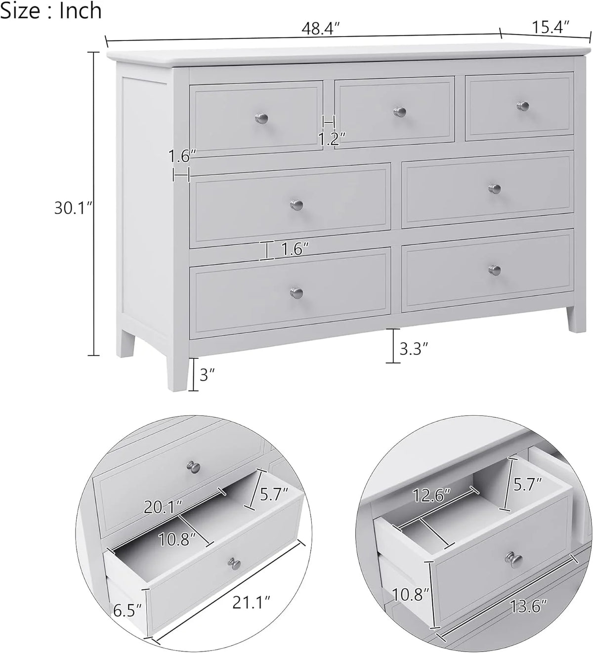 White Queen Size 5 Piece Wood Bedroom Furniture Set S33248