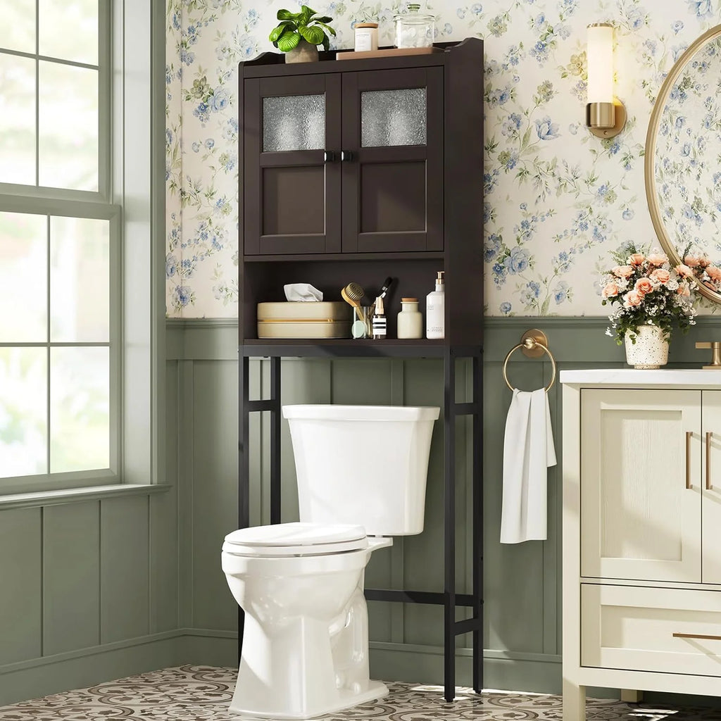 Over The Toilet Storage Cabinet with 2 Doors and Adjustable Shelf E881953