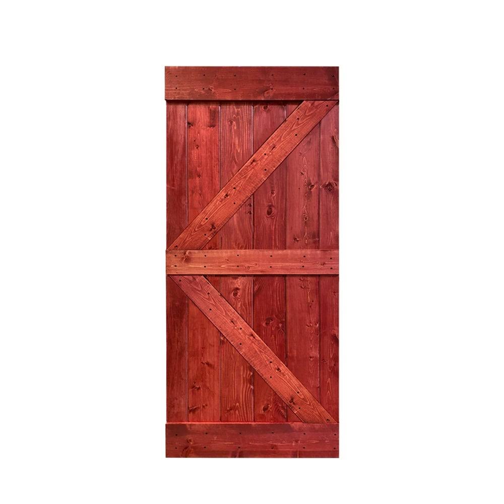 Sage Green Stained Solid Pine Wood Interior Sliding Barn Door Slab P534336