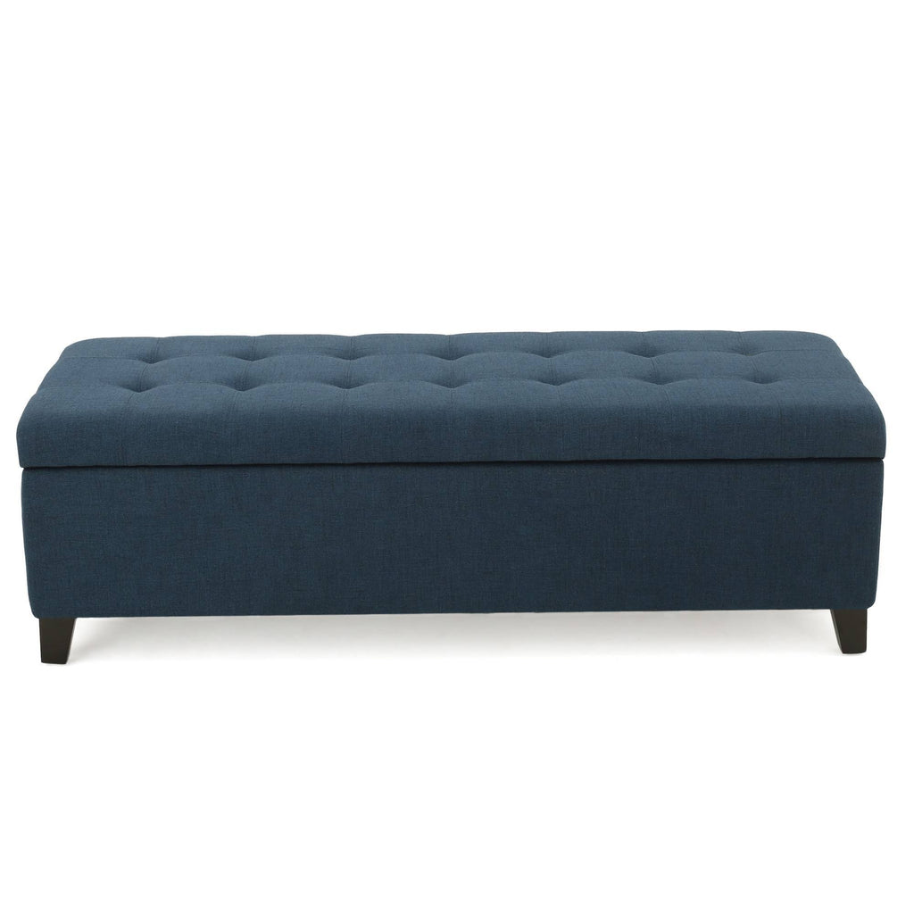 Dark Blue Fabric Storage Ottoman D945