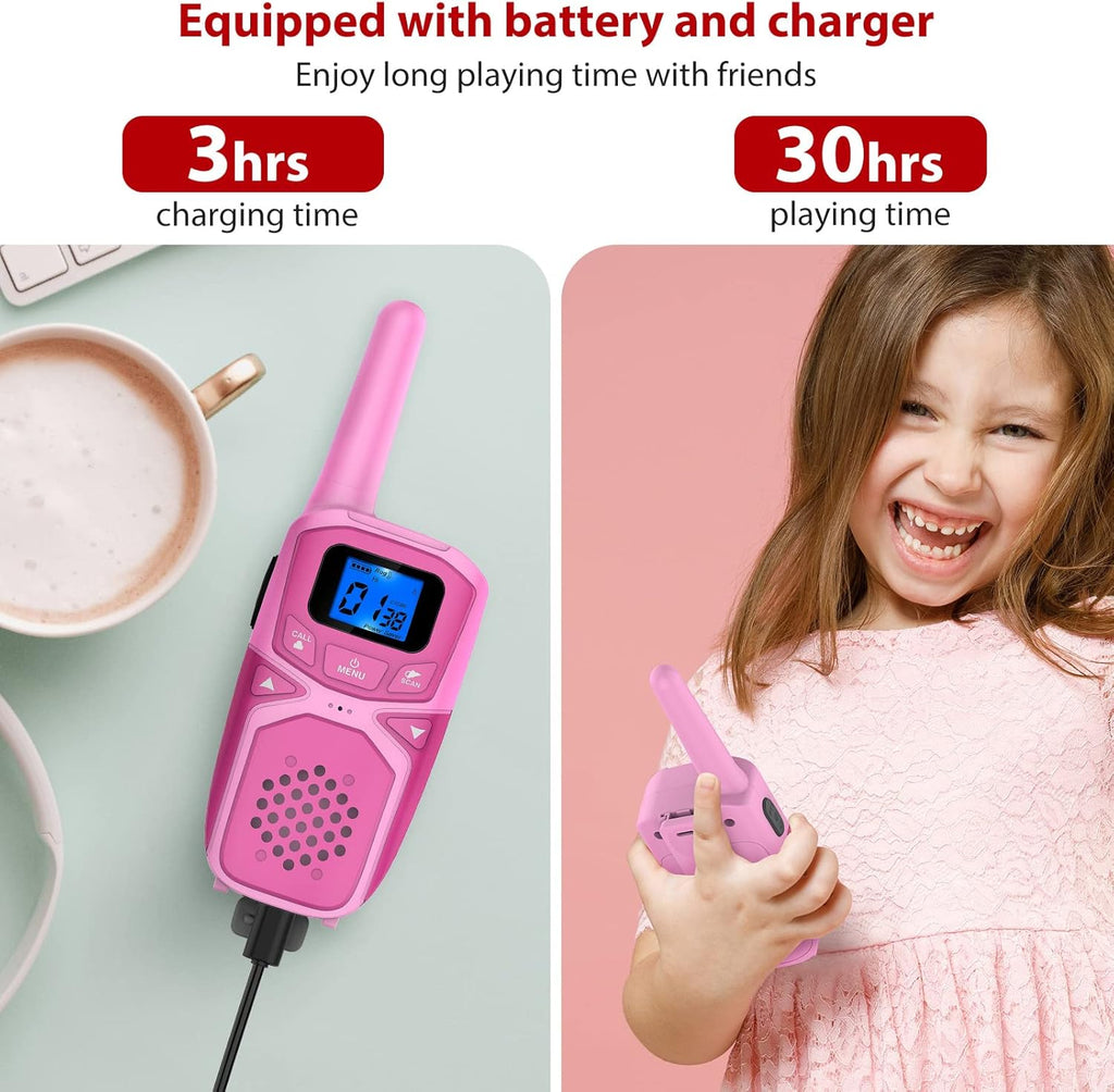 Walkie Talkie with Batteries and Charger (Blue Pink White Orange Green) R73959