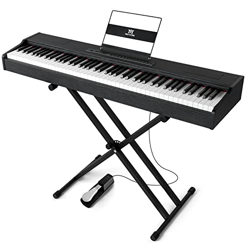 White 88 Key Weighted Hammer Action Digital Piano with Stand and Sustain Pedal H5682
