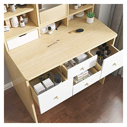White Makeup Vanity Table with Flip Top Mirror and 2 Drawers A8507