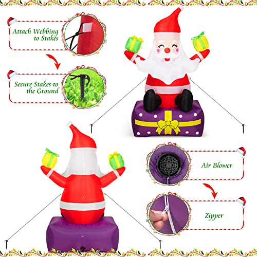 Inflatable Santa Claus with Gift Boxes LED Lights Yard Decor L518