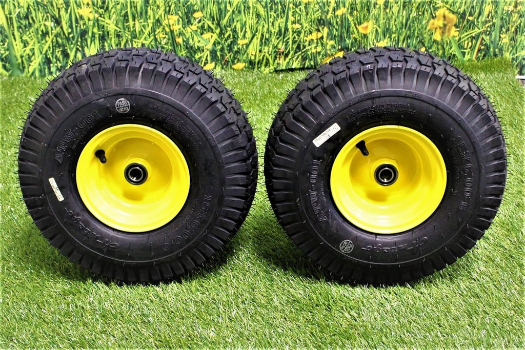 Set of 2 15x6.00-6 Tires & Wheels Assembly for Lawn Mowers, 4 Ply Turf Tires, Yellow Z9132