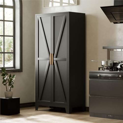 71" Metal Pantry Cabinet with 2 Doors and 4 Adjustable Shelves A3097