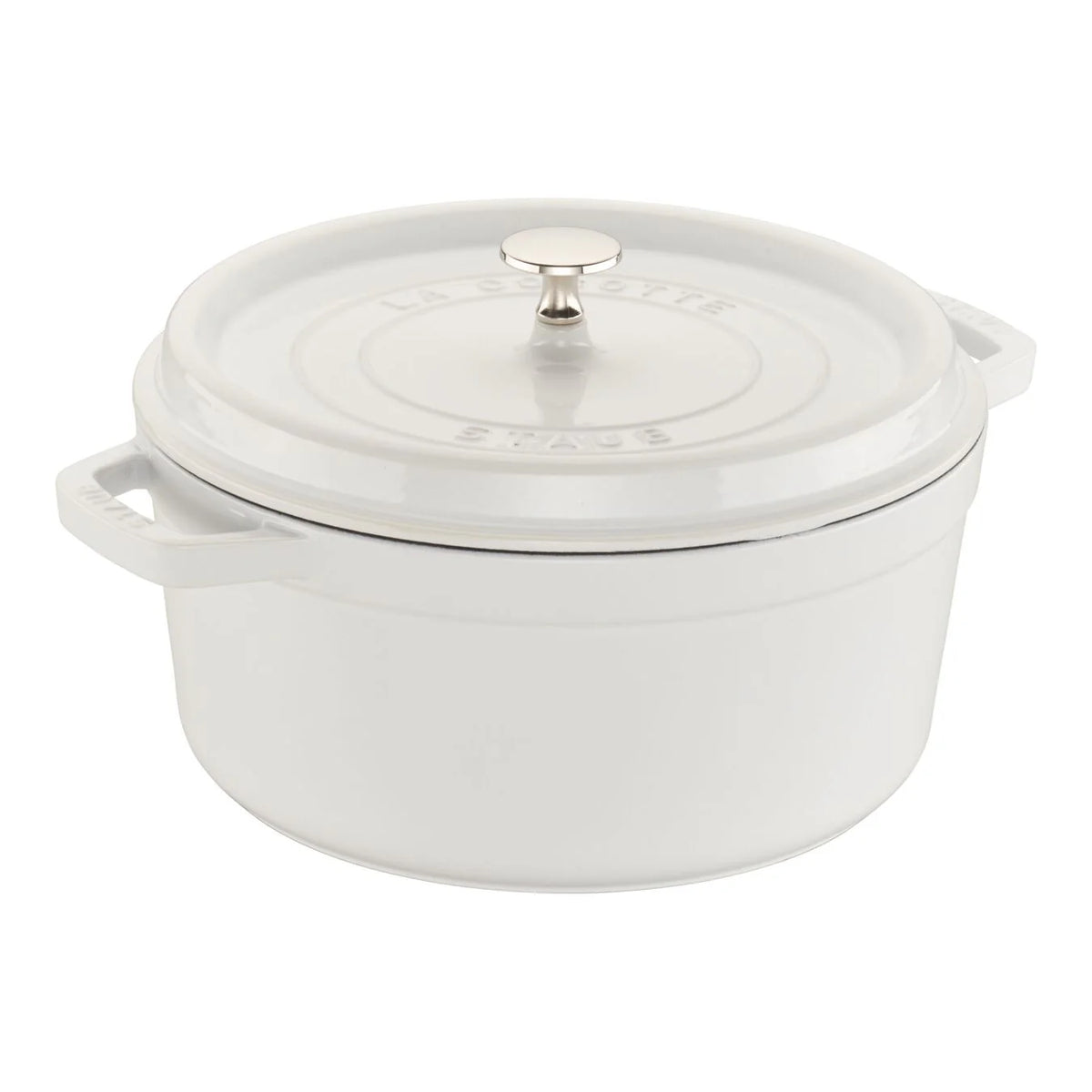 5.5 Qt Cast Iron Round Dutch Oven in White O6309