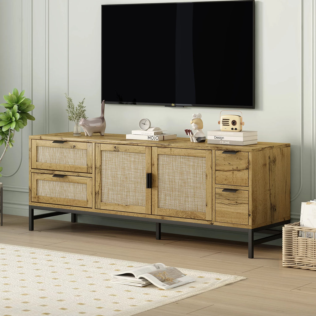 Boho Media Console with Adjustable Shelves Y7053