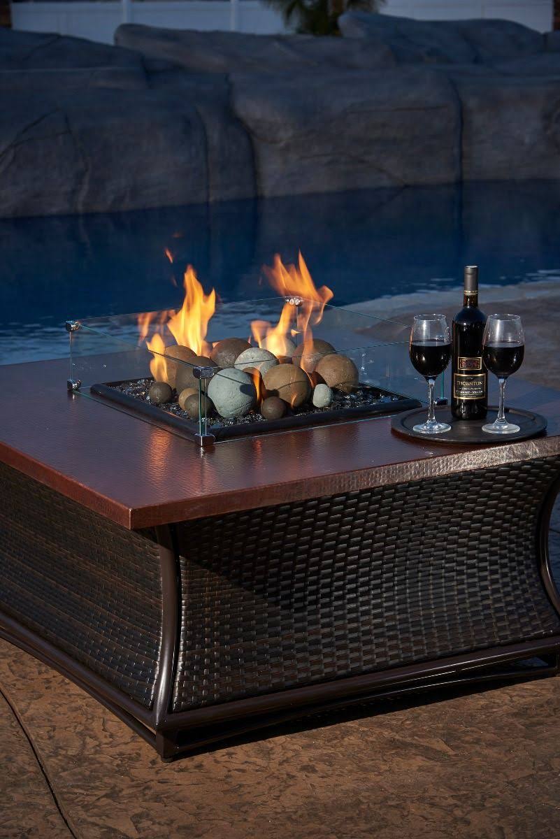 Fire Pit Glass Wind Guard, Square, 35.5x35.5x22 F622