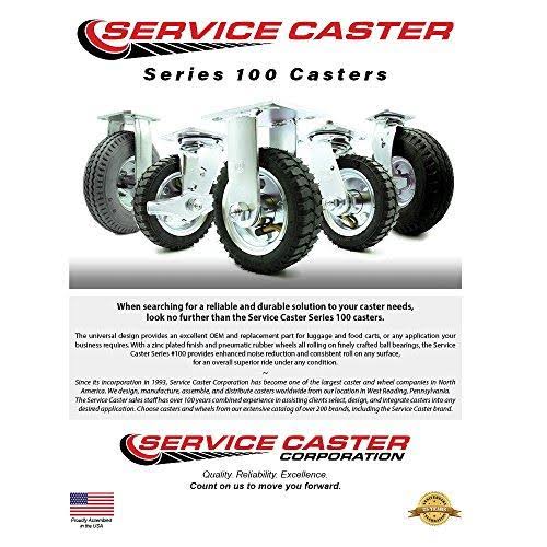6' x 2' Black Pneumatic Rubber Wheel Swivel Casters (Pack of 4) N890170