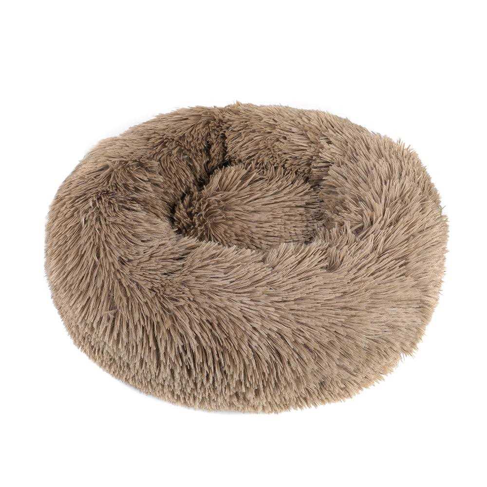 Round Plush Donut Pet Bed Warm Fur Cuddler Cushion Y311815