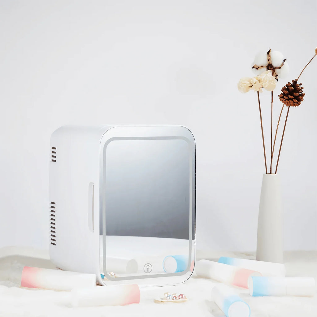 Mini Fridge with LED Mirror Door, White C917131