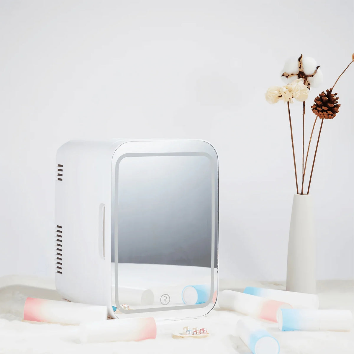 Mini Fridge with LED Mirror Door, White C917131