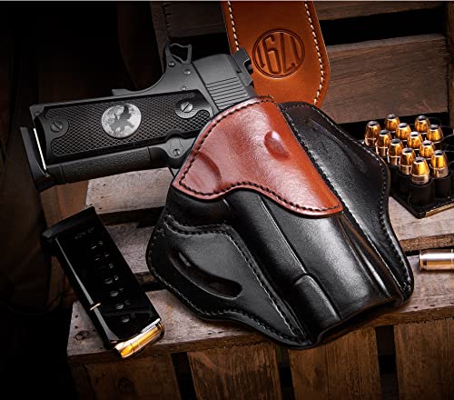 Right Hand OWB Leather Gun Holster for Belts fits All 1911 Models with 4" and 5" Barrels G9494
