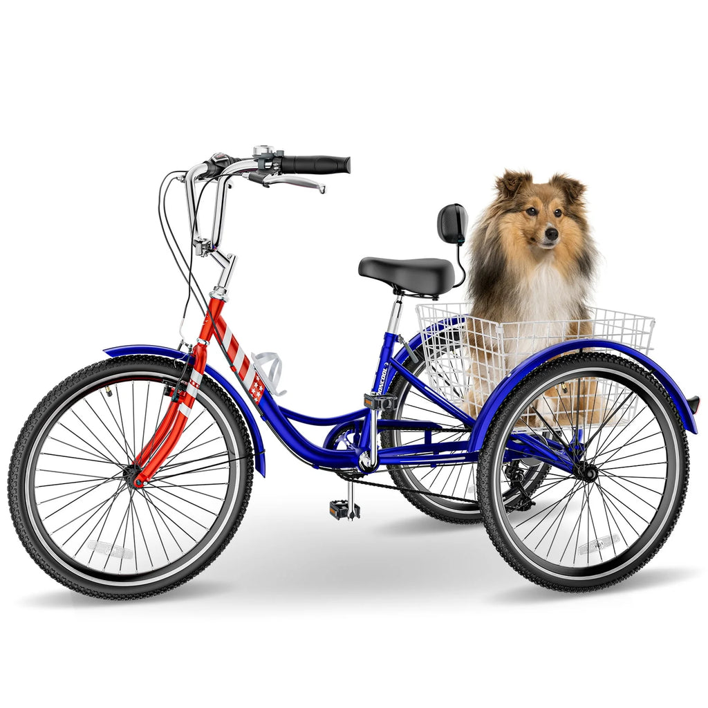 26 Big 3 Wheels Adult Tricycle with Large Basket & Bell S322934