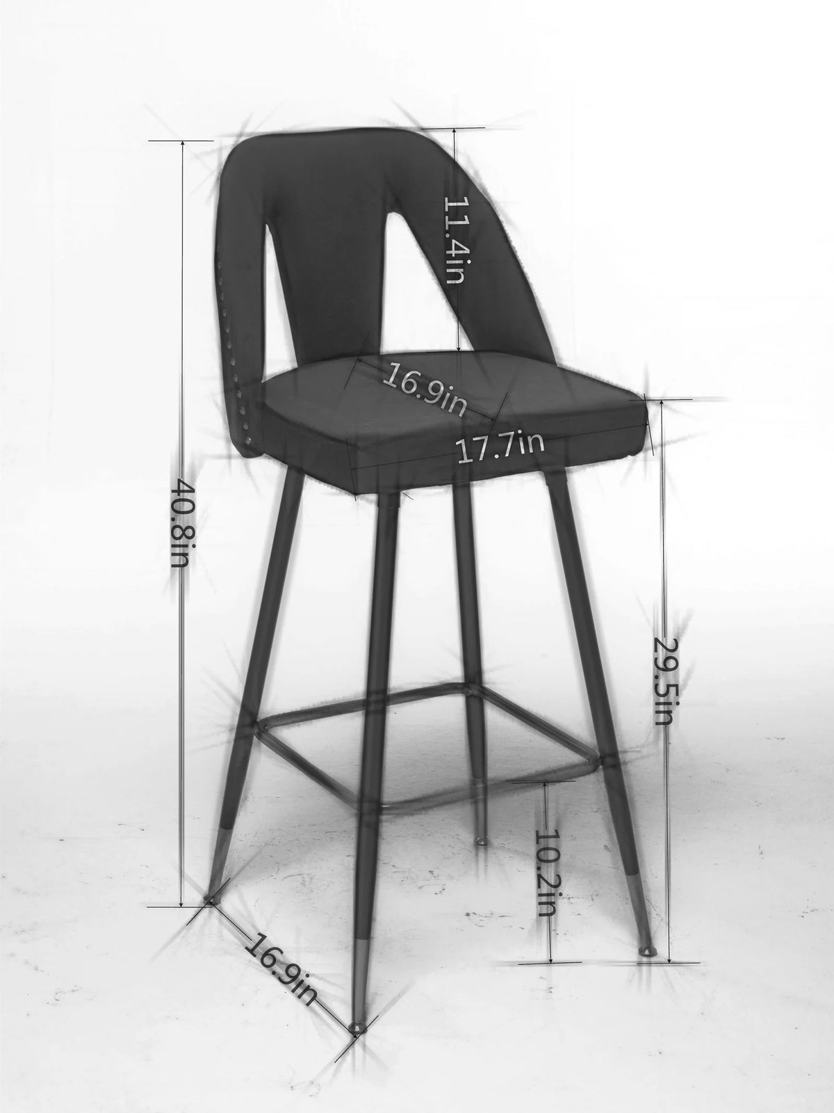 Velvet Upholstered Bar Stools with Back 30 inch Seat Height Set of 4 I643