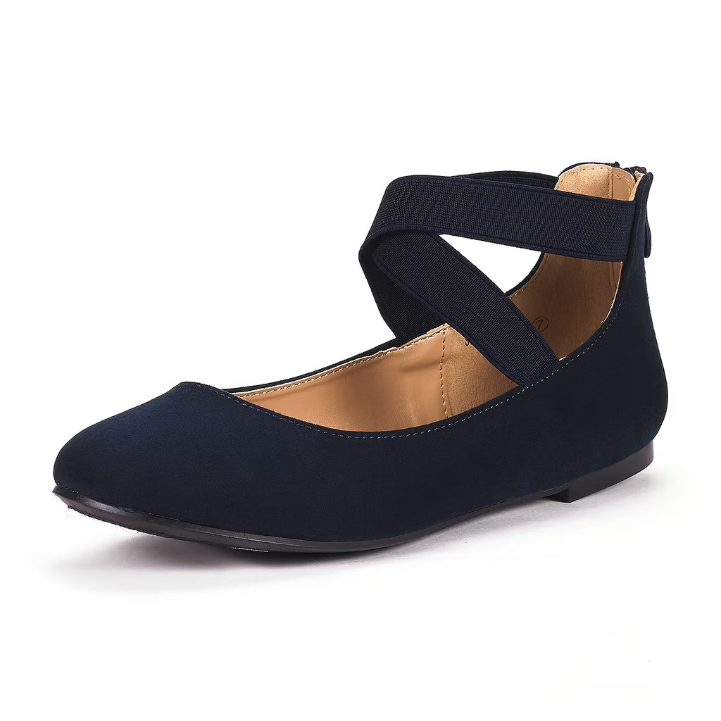 Navy Ballet Flats Mary Jane Slip On Shoes I19302