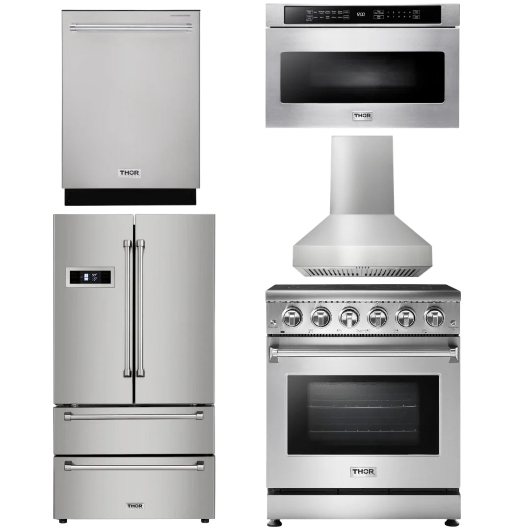 30 Electric Range, Range Hood, Microwave, Refrigerator, Dishwasher H582308