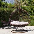 Gray Wicker Patio Swing Chair with Cushion Mat G375290