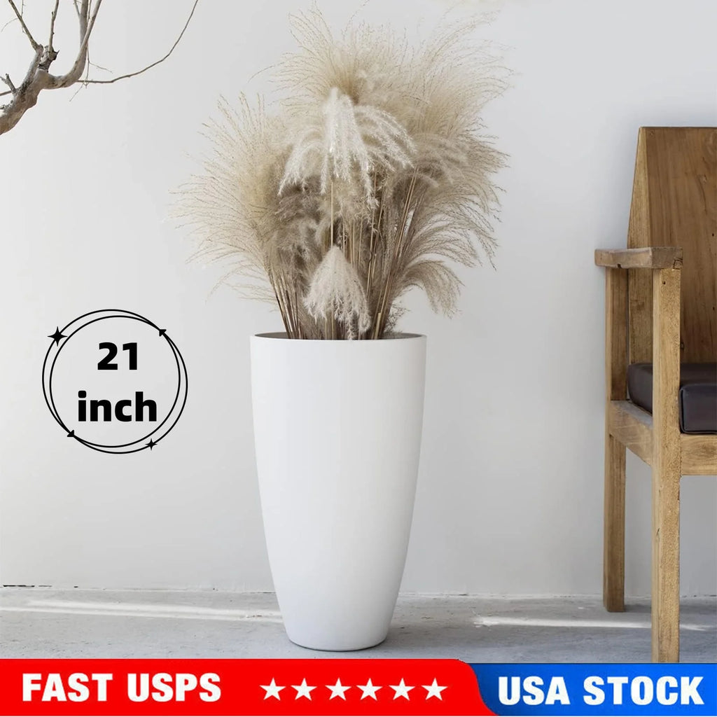 21" Round Tall White Resin Planter D51900
