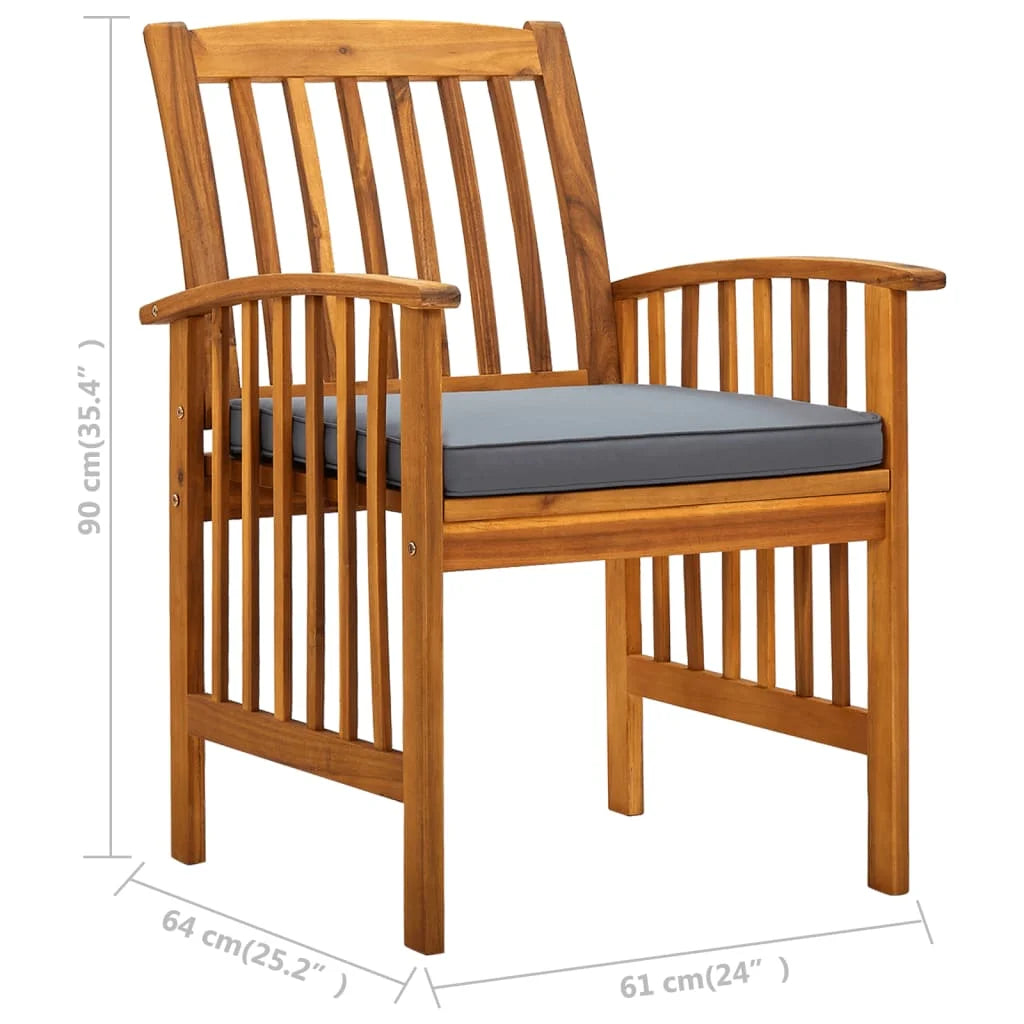 6 pcs Solid Wood Acacia Patio Dining Chairs with Cushions Z6103