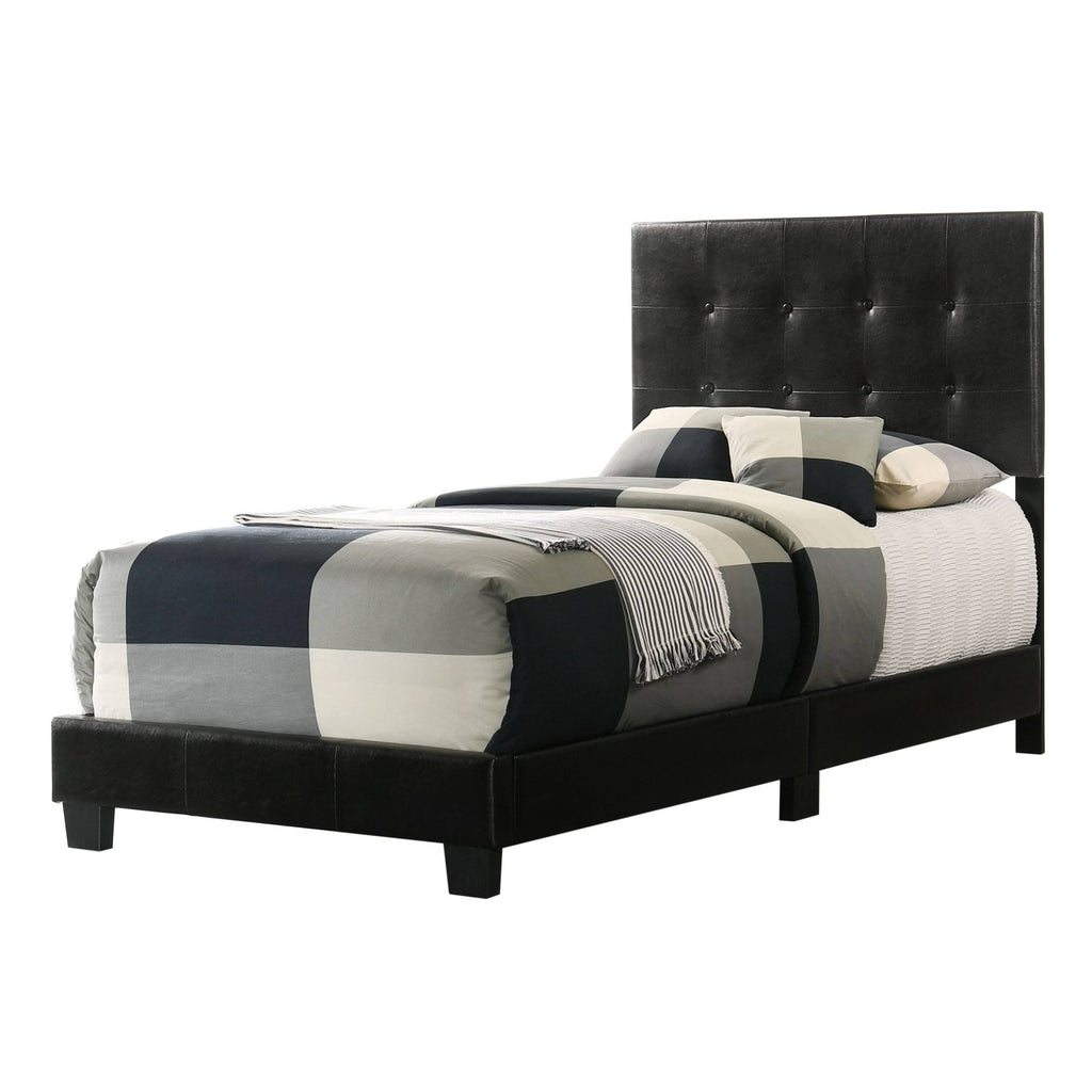 Black Faux Leather Twin Bed R3366