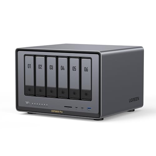 6-Bay Desktop NAS, Intel i5 1235u 10-Core CPU, 8GB DDR5 RAM, 128G SSD, 2 * 10GbE, 2 * M.2 NVMe Slots, 8K HDMI, 2 * TBT4, Network Attached Storage K10316