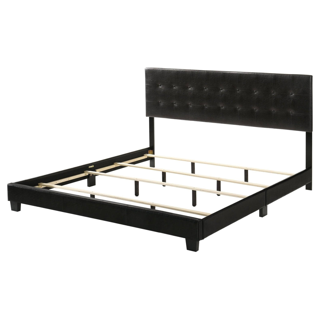 Black Faux Leather Twin Bed R3366