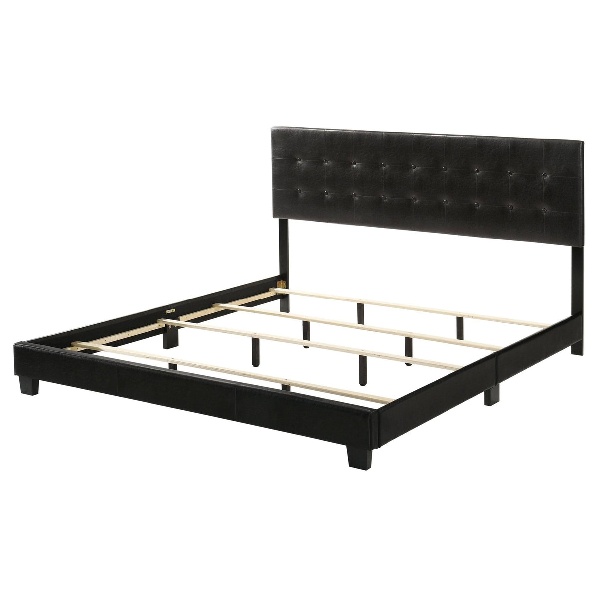 Black Faux Leather Twin Bed R3366