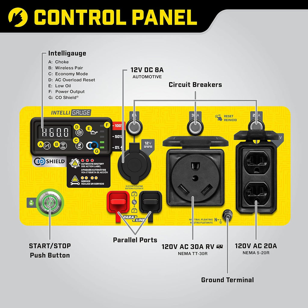 4250-Watt Wireless Remote Start Open Frame Inverter Generator W358