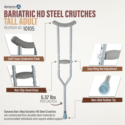 Bariatric Crutches - 5'10” to 6'6” - 1000 lb. Capacity, 1 Pair U417394