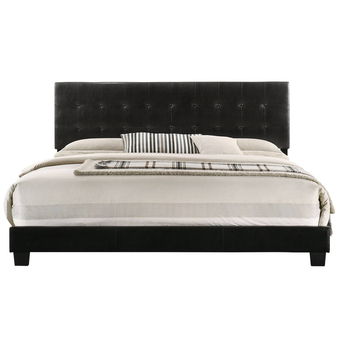 Black Faux Leather Twin Bed R3366