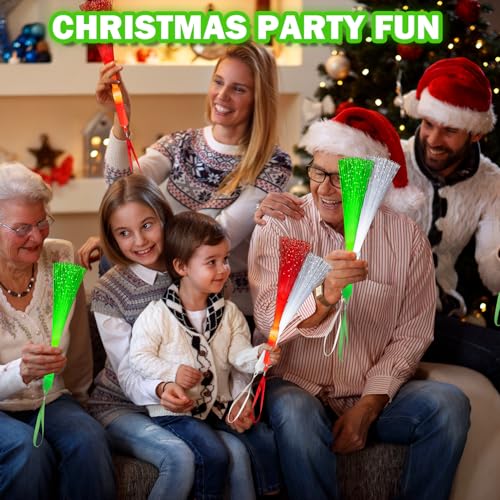 12 Pack Red White Green Fiber Optic Glow Sticks J970