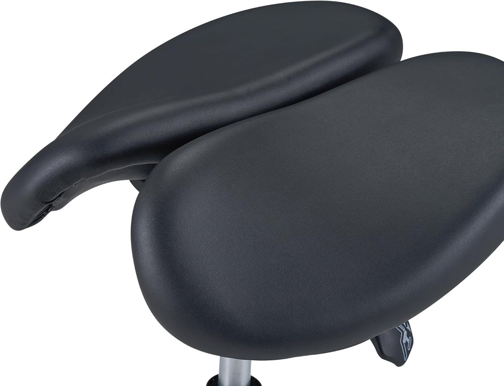Black Ergonomic Saddle Stool with Aluminum Base C6035