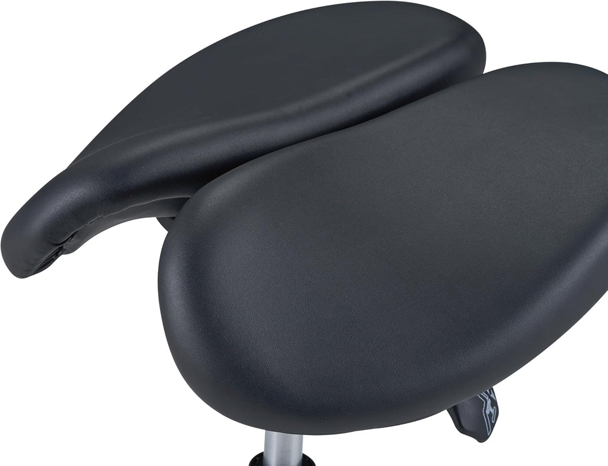 Black Ergonomic Saddle Stool with Aluminum Base C6035