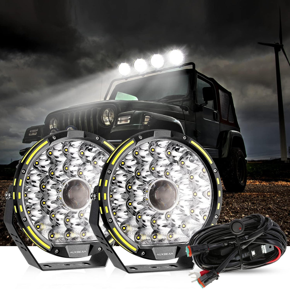 Round LED Offroad Lights, 7Inch 230W LED Driving Lights, Spot & Flood Combo Work Lights W1075