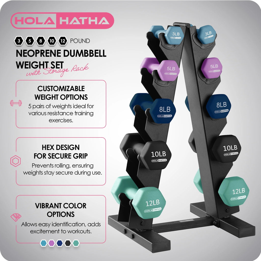 Neoprene Dumbbell Weight Set with Rack T5396