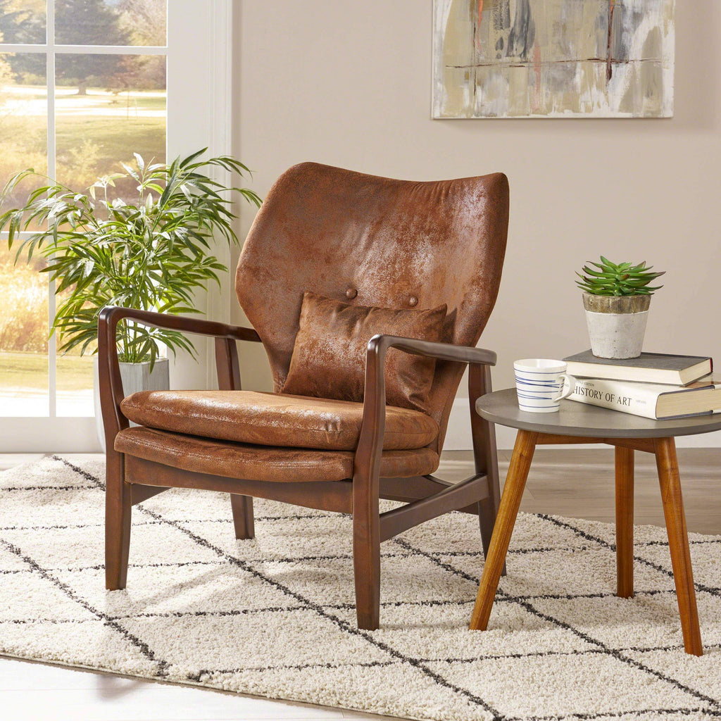 Brown and Dark Espresso Fabric Club Chair J300080