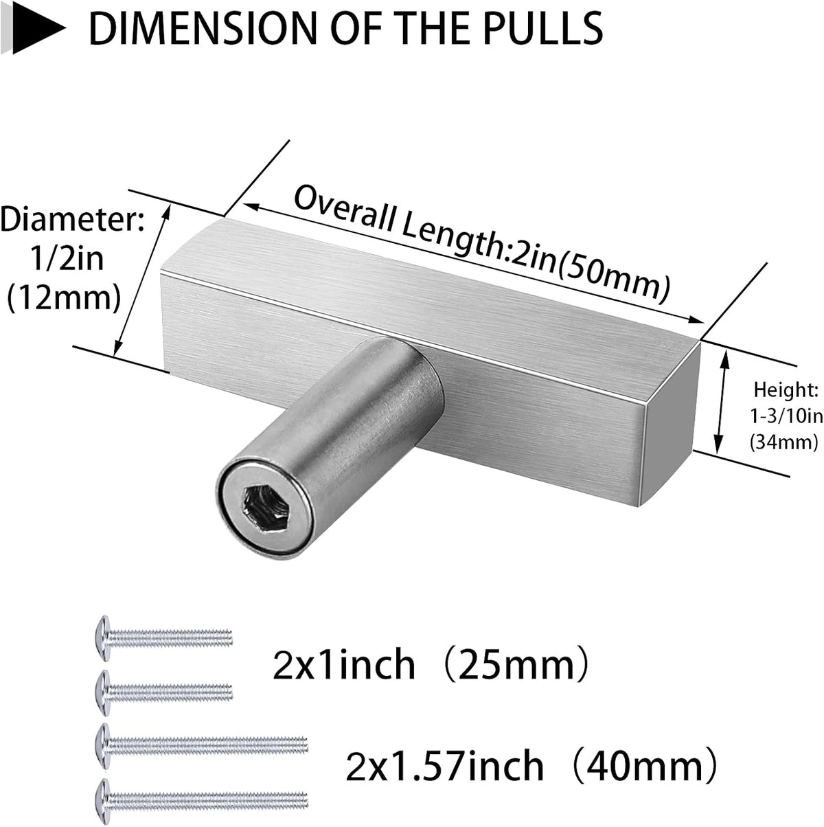 25 Pack Brushed Nickel Cabinet Pulls 3 inch C387