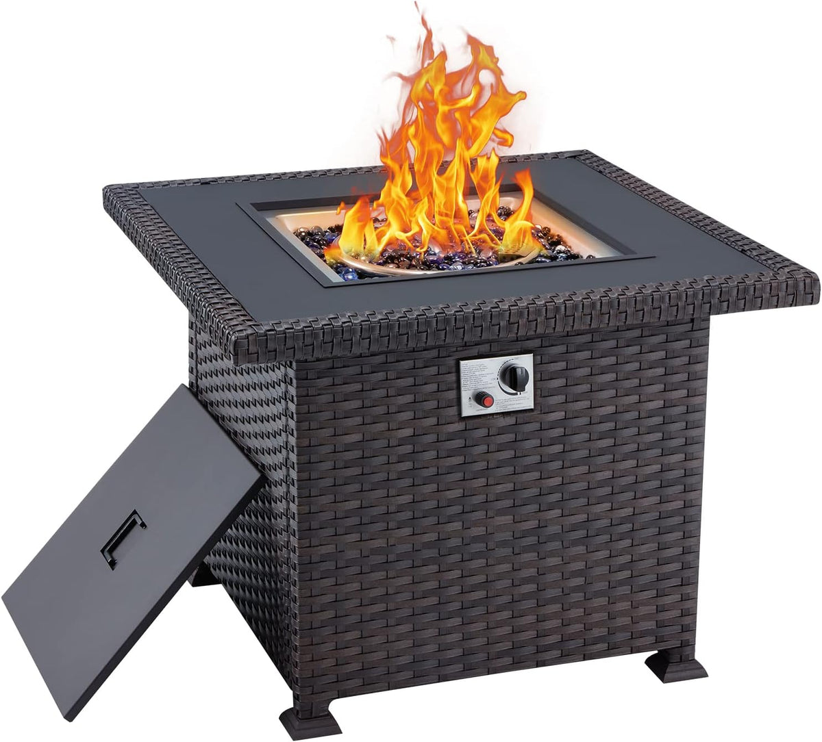Propane Fire Pit Table 32in 50,000BTU Smokeless with Cover Brown N4817