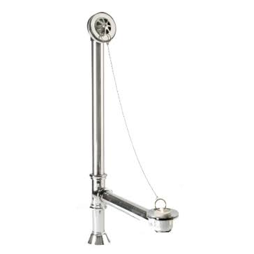 Satin Brass Clawfoot Bath Waste and Overflow with Brass Plug and Chain S536