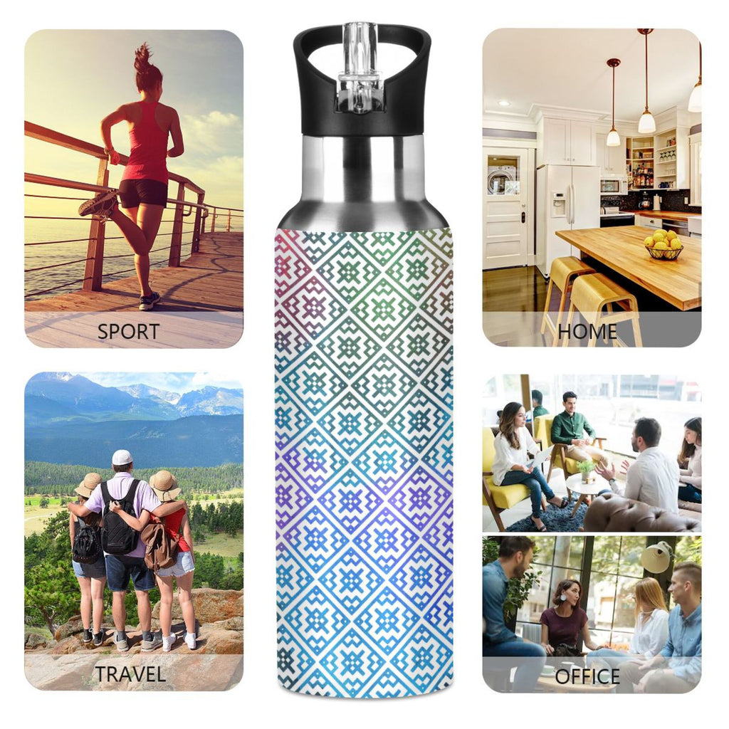 20 oz Insulated Stainless Steel Water Bottle with Straw Lid E474