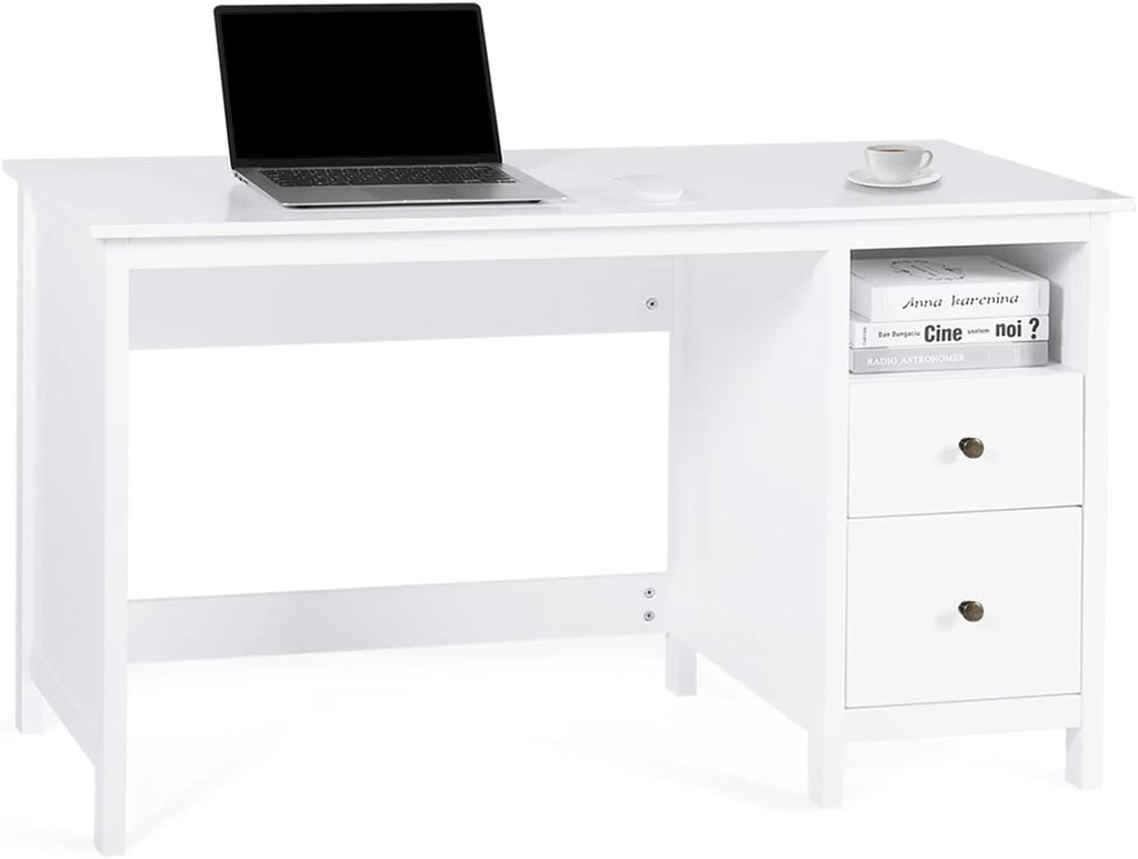 White Writing Desk with Drawers A17854